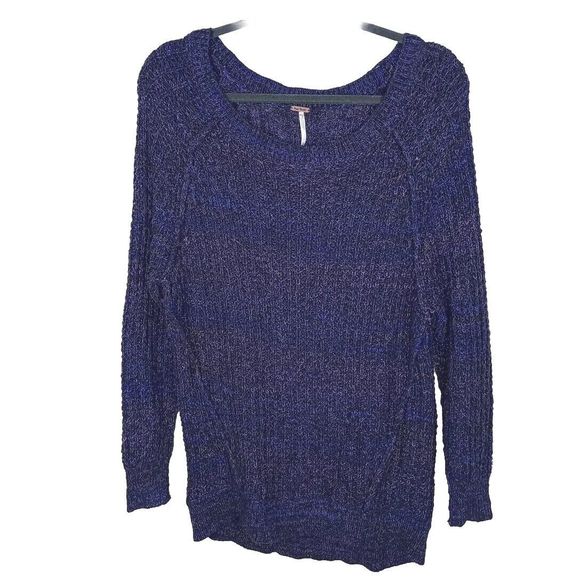 Free People Sweaters - FREE PEOPLE  Woman’s  Size SP Purple Cable knit Long Sleeve Sweater Scoop Neck